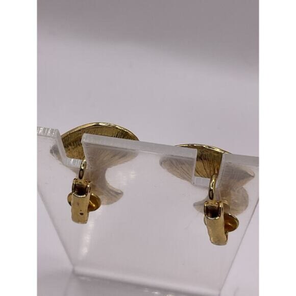 Vintage Purple & Gold Abstract Clip-On Earrings - Picture 3 of 4